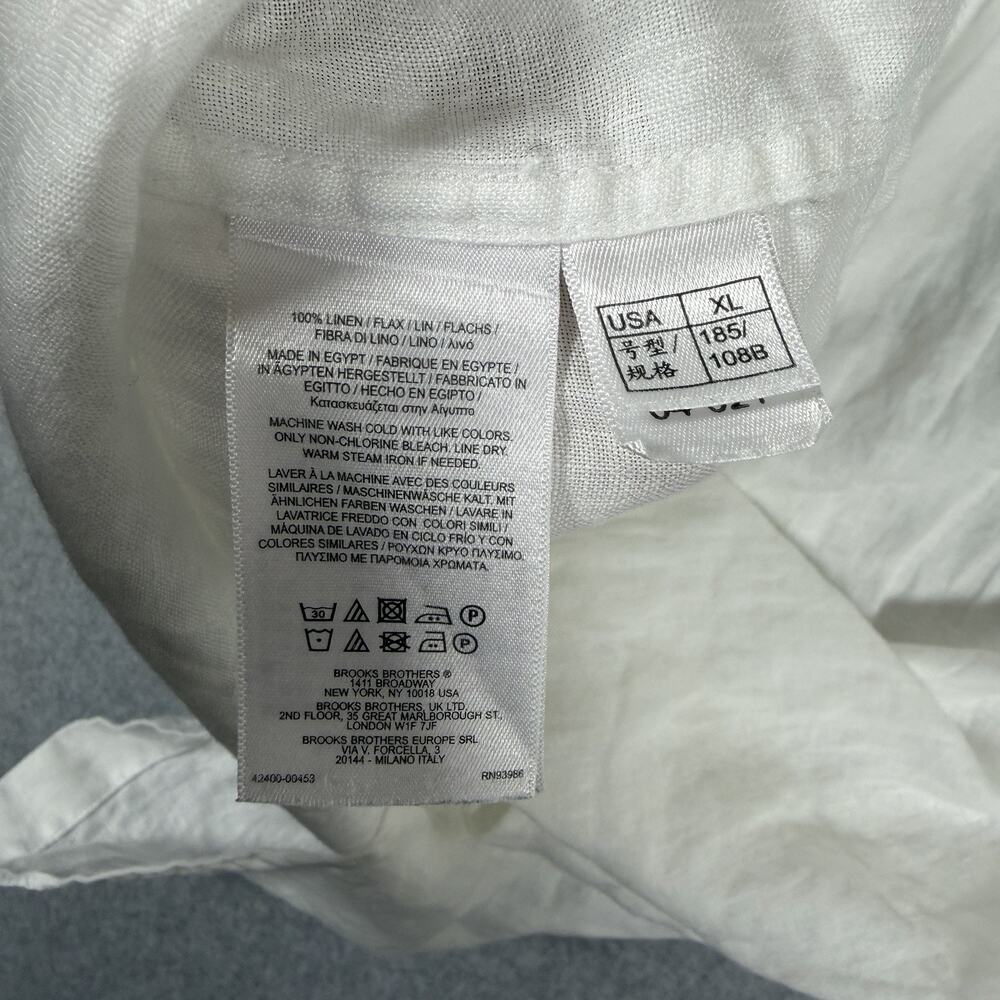 Brooks Brothers Baird McNutt 100% Linen Button Down Shirt Mens XL White Madison - Picture 5 of 13